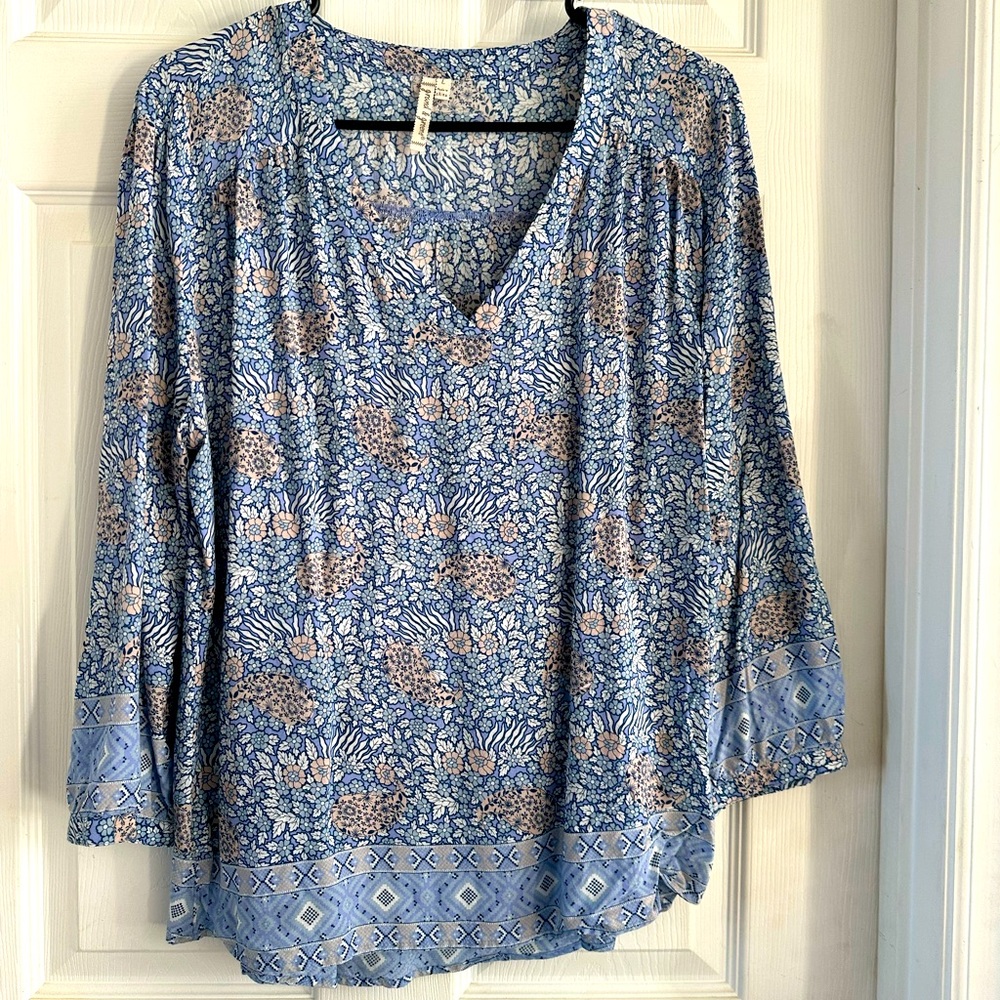 Grand & Greene Blue Floral Patterned Blouse